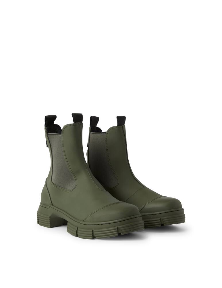 rinascente Ganni Recycled rubber ankle boots - olive