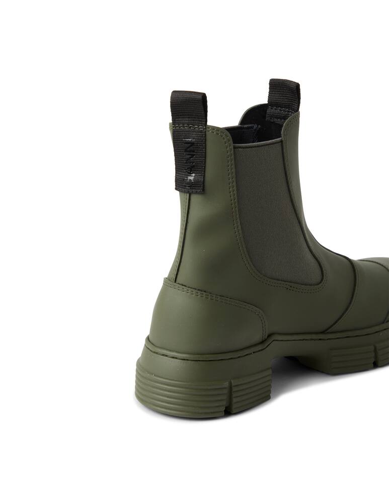 rinascente Ganni Recycled rubber ankle boots - olive