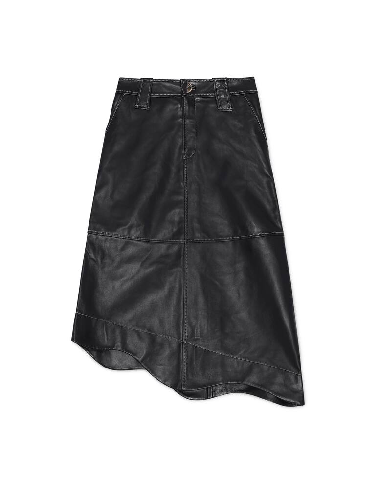 rinascente Ganni Leather midi skirt