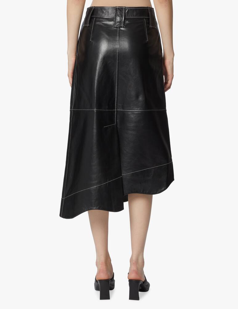 rinascente Ganni Leather midi skirt