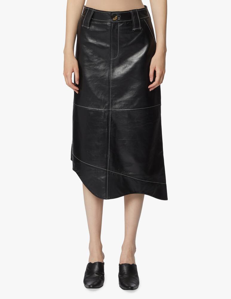 rinascente Ganni Leather midi skirt