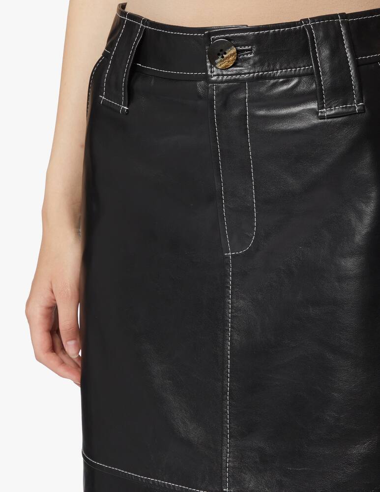 rinascente Ganni Leather midi skirt