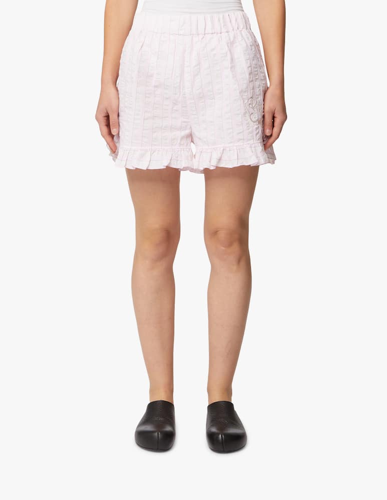 rinascente Ganni Capsule Dreambeat cotton ruffle shorts - pink
