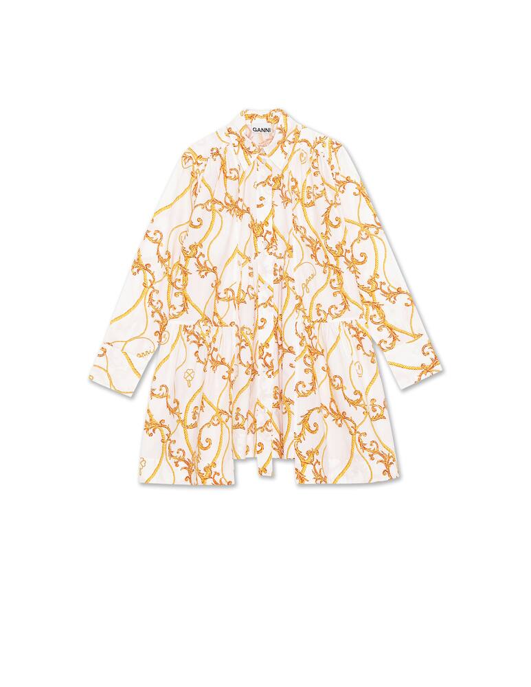 rinascente Ganni Vestito chemisier con stampa catena - beige