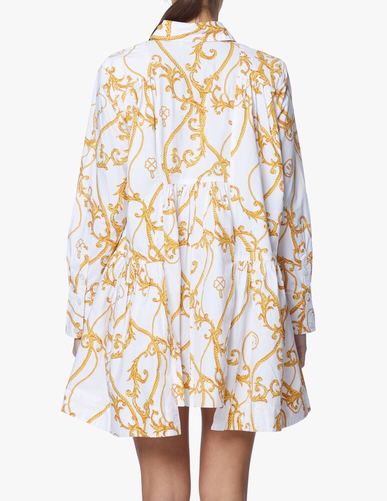 rinascente Ganni Vestito chemisier con stampa catena - beige