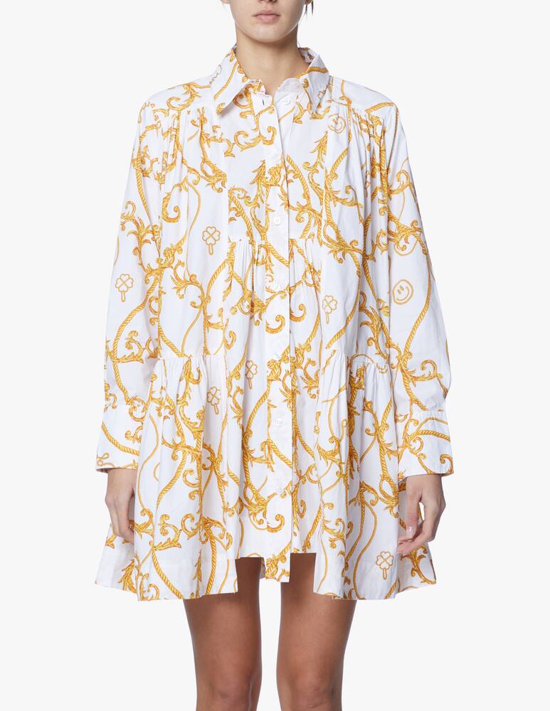 rinascente Ganni Vestito chemisier con stampa catena - beige