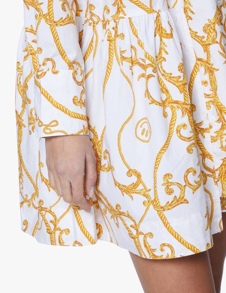 rinascente Ganni Vestito chemisier con stampa catena - beige