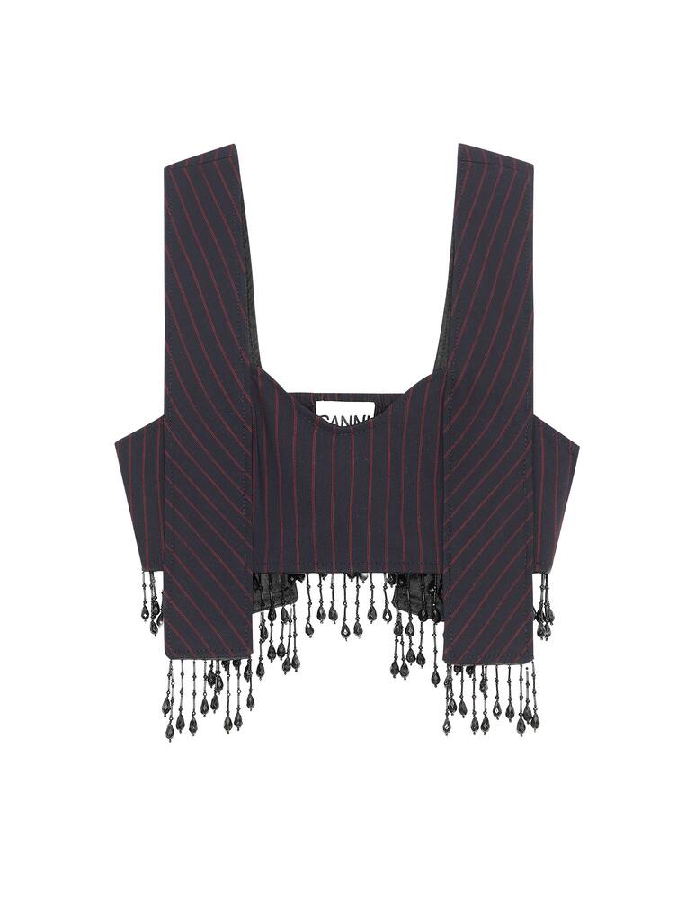 rinascente Ganni Crop top pearls - blue