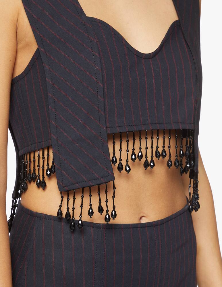 rinascente Ganni Crop top pearls - blue