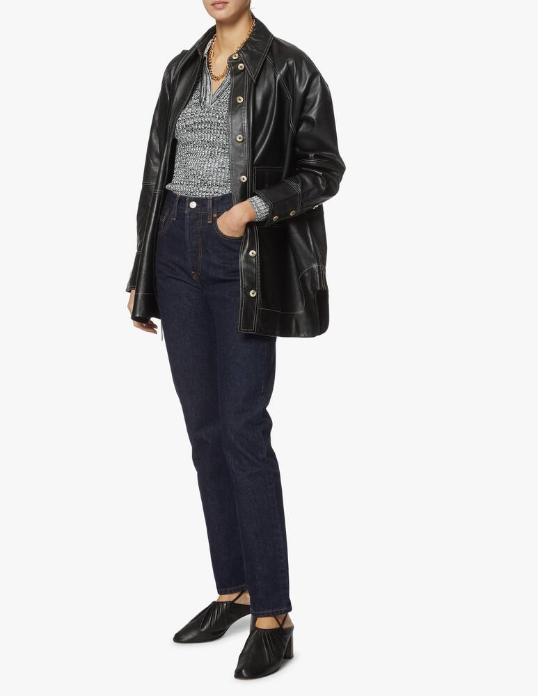 rinascente Ganni Leather over shirt - black