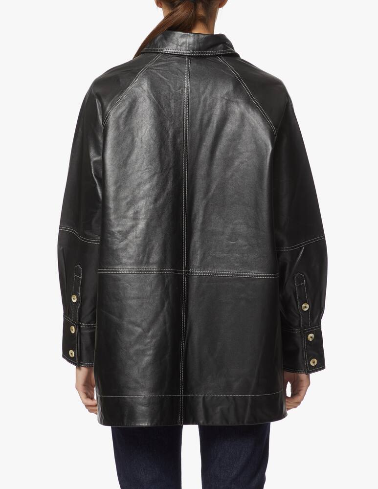 rinascente Ganni Leather over shirt - black