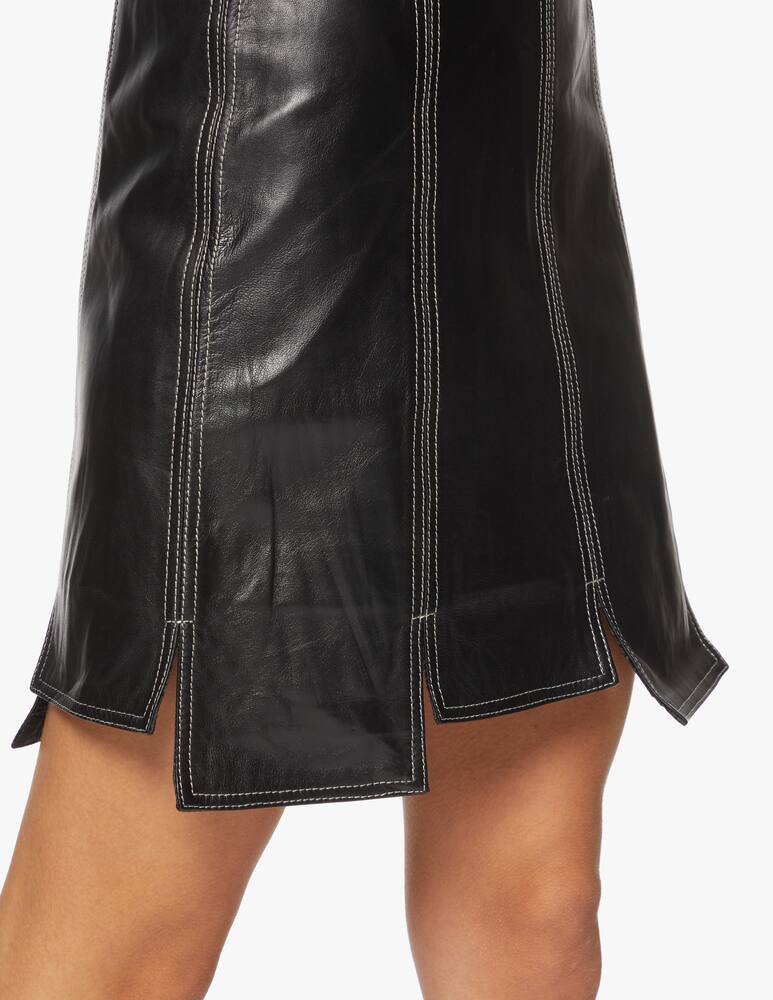 rinascente Ganni Leather mini skirt asymmetric - black