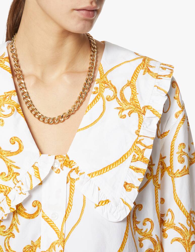 rinascente Ganni Long sleeved shirt chain print big collar - beige
