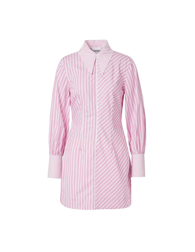 Ganni Vestito corto rigato in cotone - rosa - immagine 5