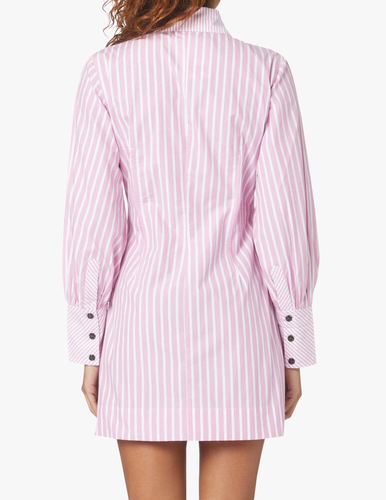 Ganni Vestito corto rigato in cotone - rosa - immagine 3