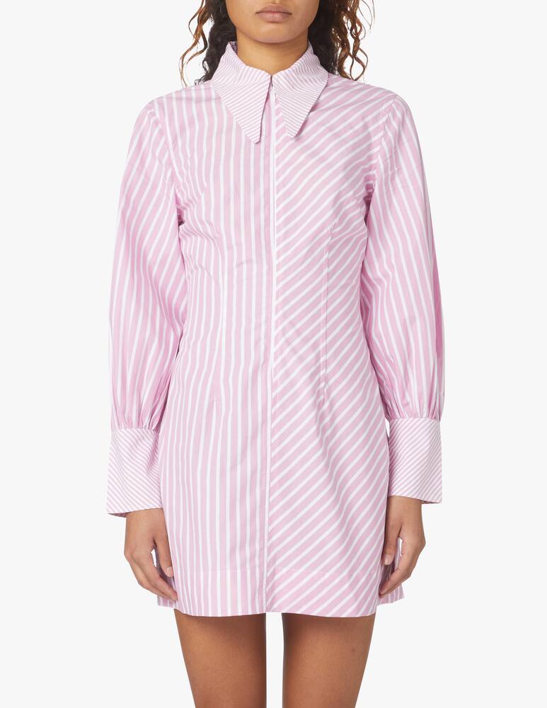 Ganni Vestito corto rigato in cotone - rosa - immagine 2