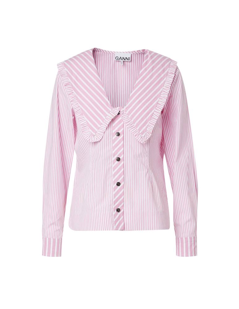 rinascente Ganni Camicia in cotone con collare grande - rosa