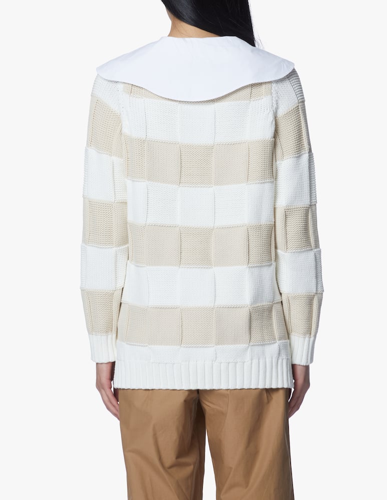 rinascente Ganni Striped cardigan with big collar - beige