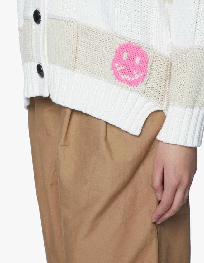 rinascente Ganni Striped cardigan with big collar - beige