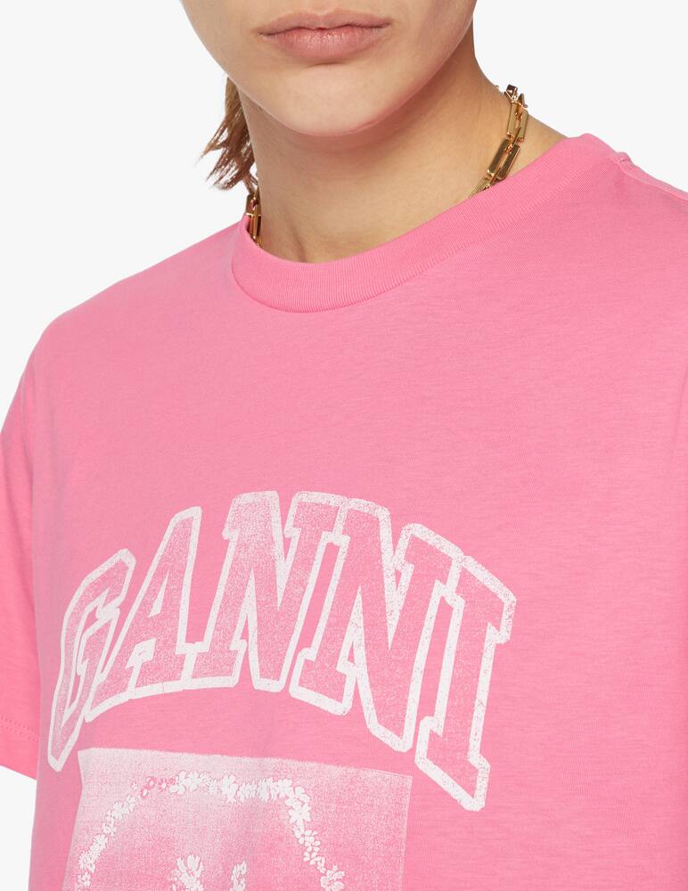 rinascente Ganni T-shirt girocollo con logo - rosa