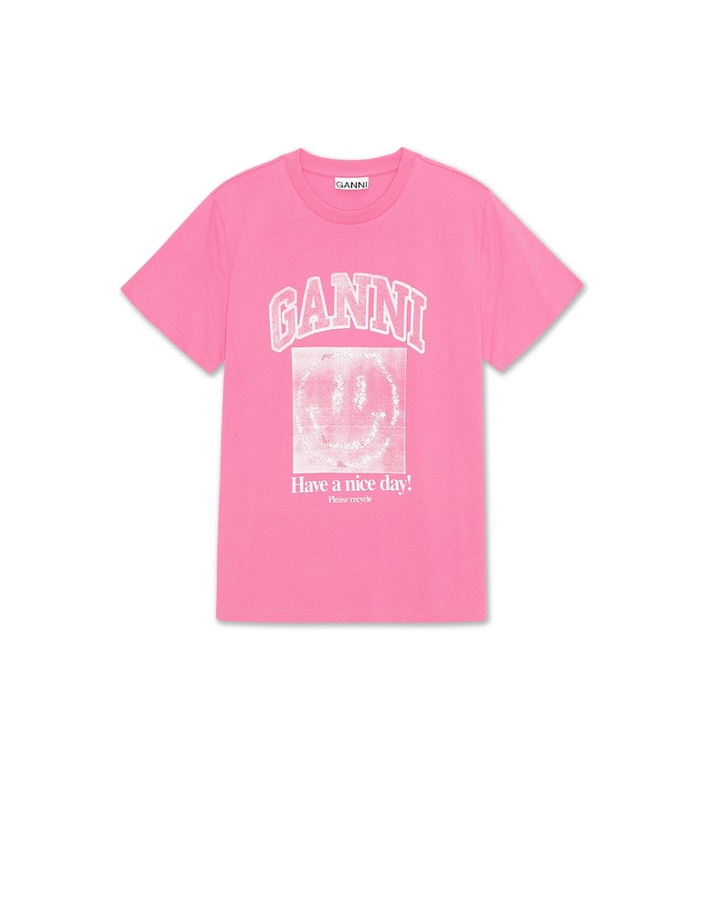 rinascente Ganni T-shirt girocollo con logo - rosa