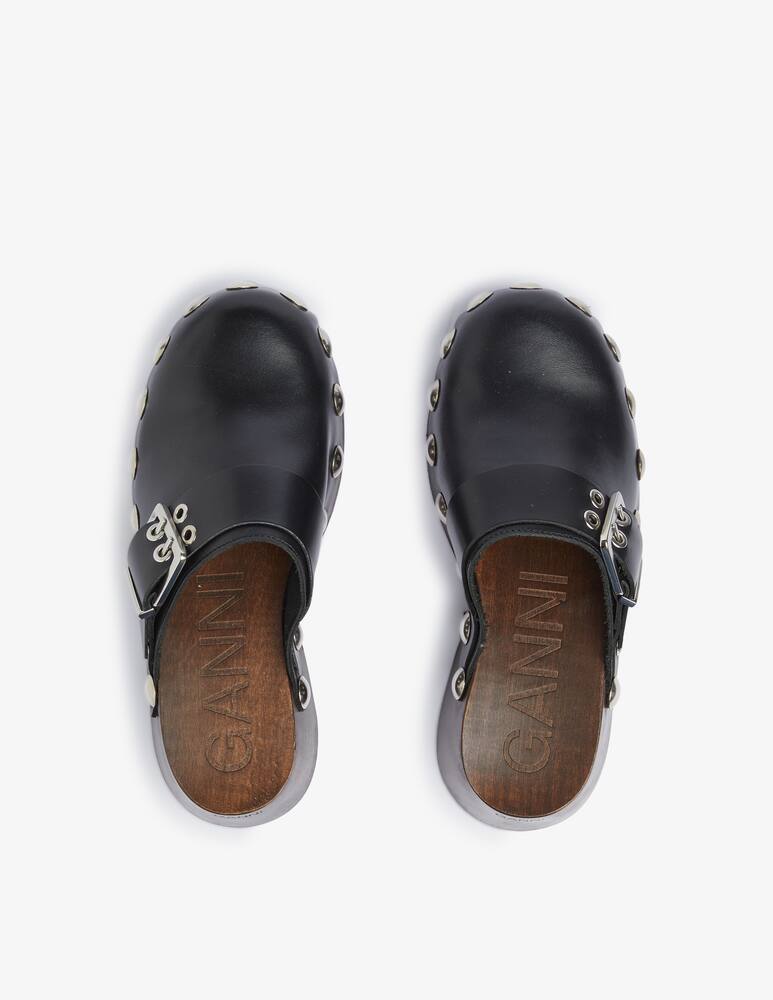 rinascente Ganni Zoccoli in pelle con borchie - nero