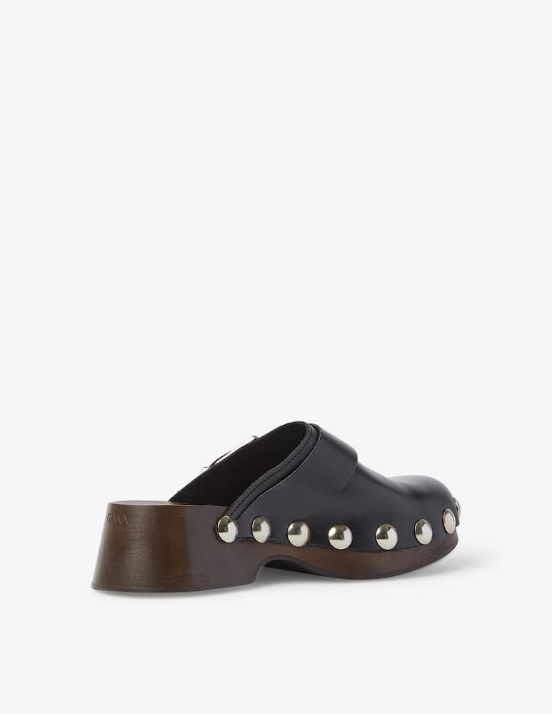 rinascente Ganni Zoccoli in pelle con borchie - nero