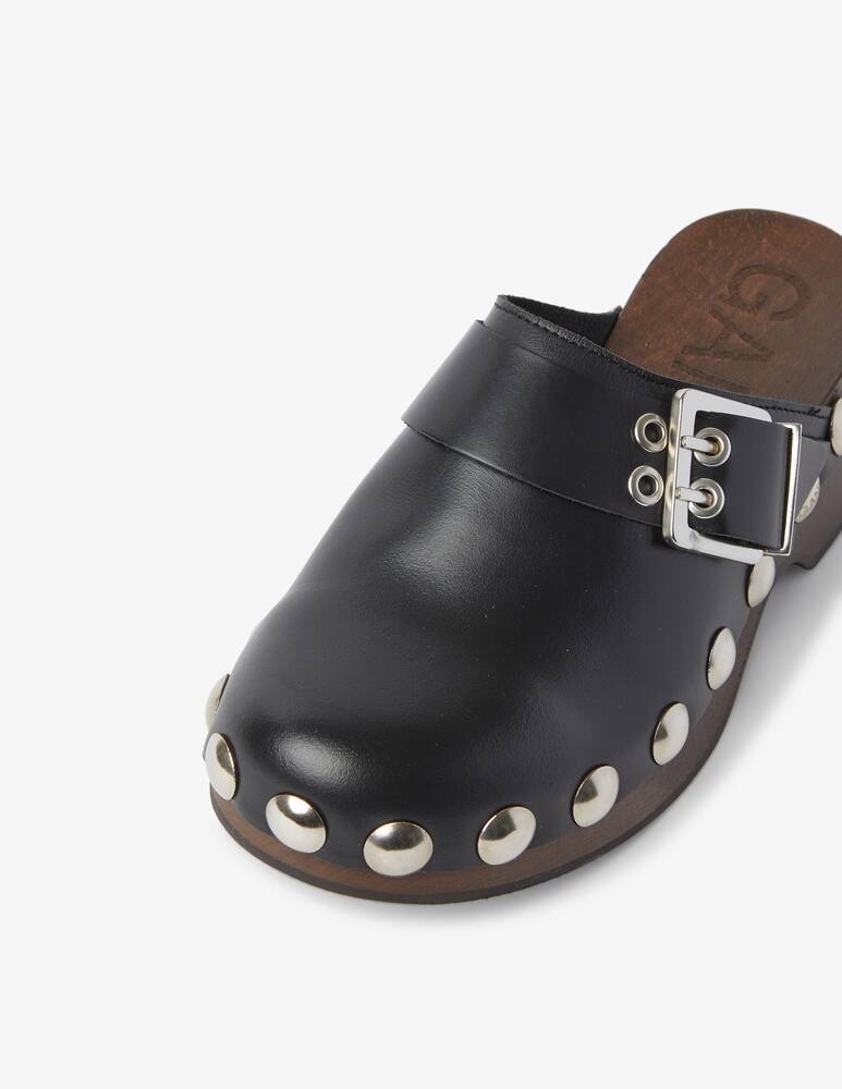 rinascente Ganni Zoccoli in pelle con borchie - nero