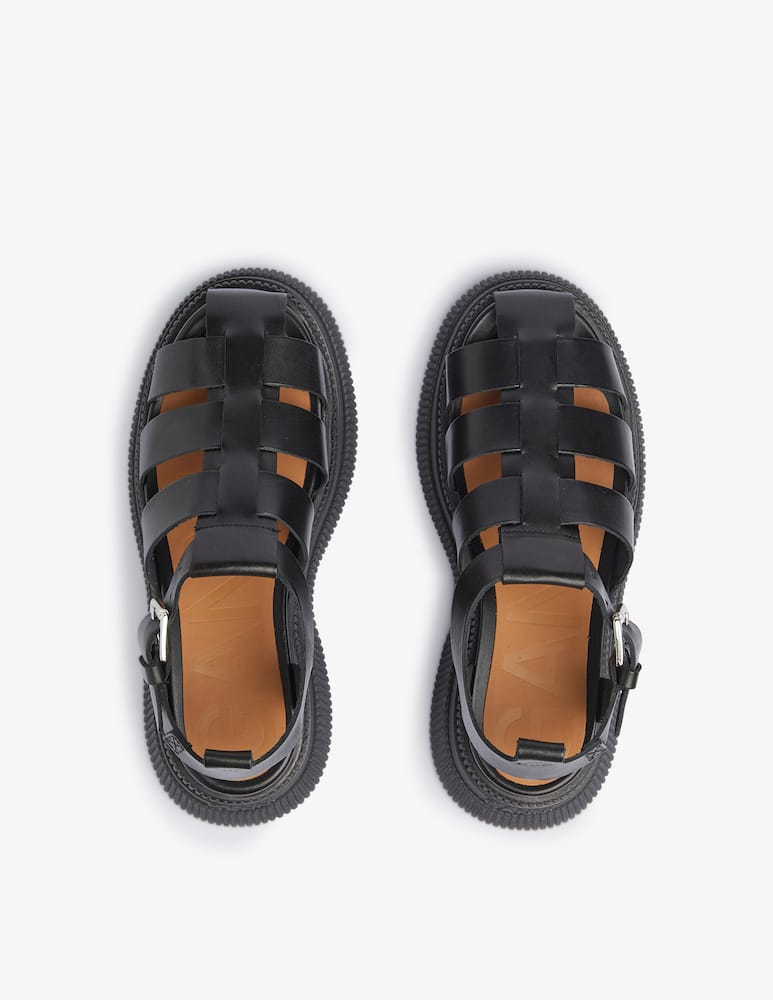 rinascente Ganni Creeper leather sandals - black