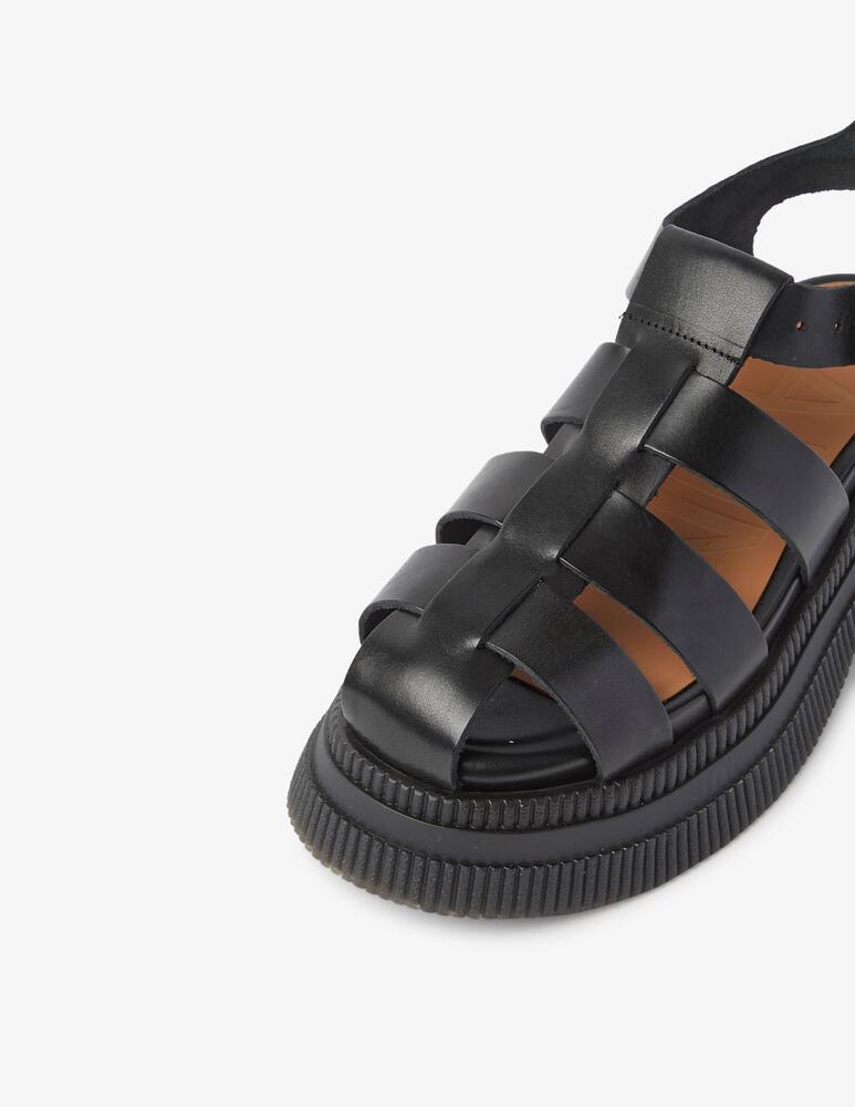 rinascente Ganni Creeper leather sandals - black