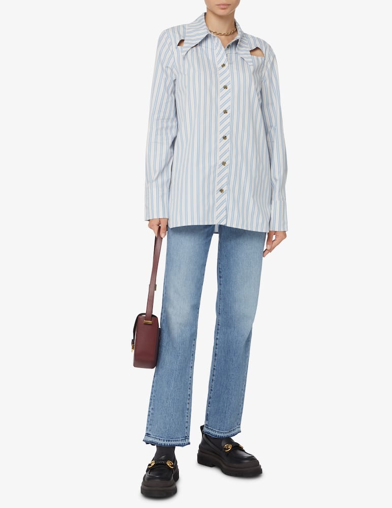 rinascente Ganni Cutout striped shirt - White