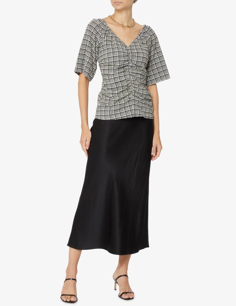 rinascente Ganni Top a maniche corte con scollo a V avvolgente sul davanti - Nero