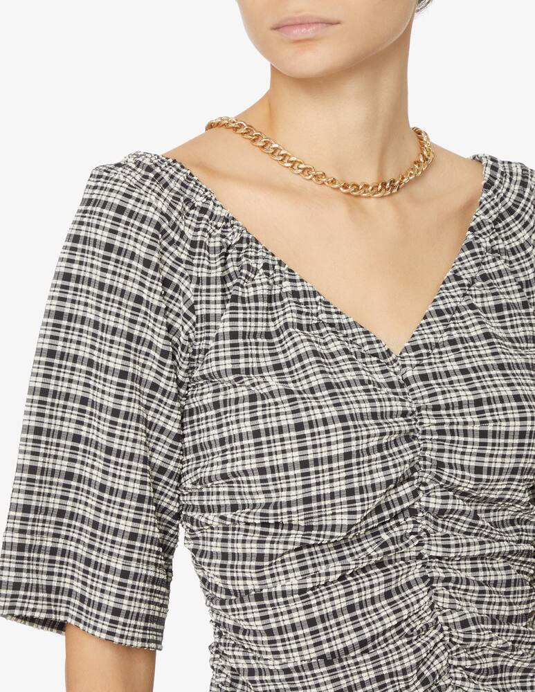 rinascente Ganni Top a maniche corte con scollo a V avvolgente sul davanti - Nero