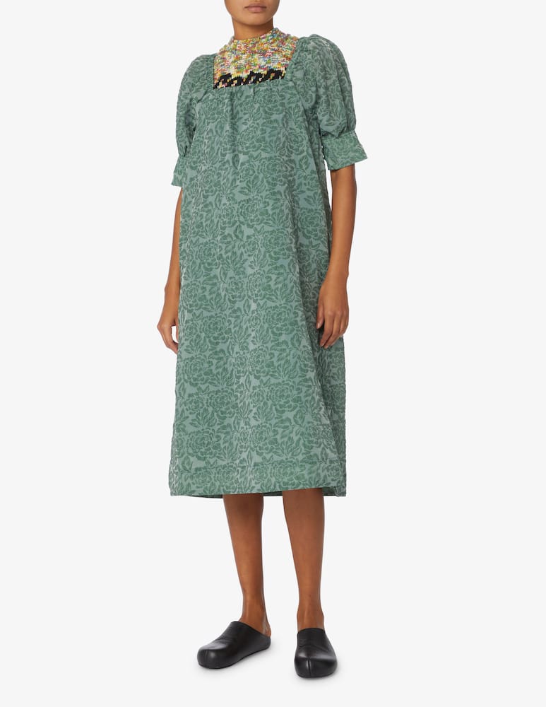 Ganni Abito midi Jacquard - Verde - immagine 1 Ganni Abito midi Jacquard - Verde - immagine 1