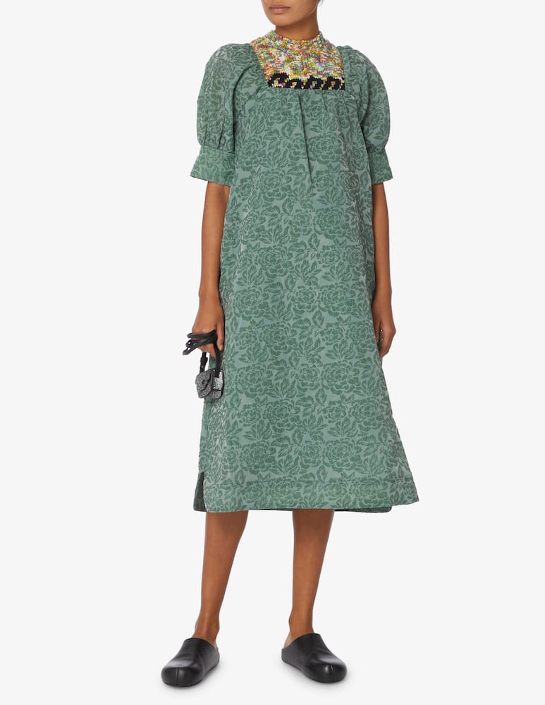 Ganni Abito midi Jacquard - Verde - immagine 2 Ganni Abito midi Jacquard - Verde - immagine 2