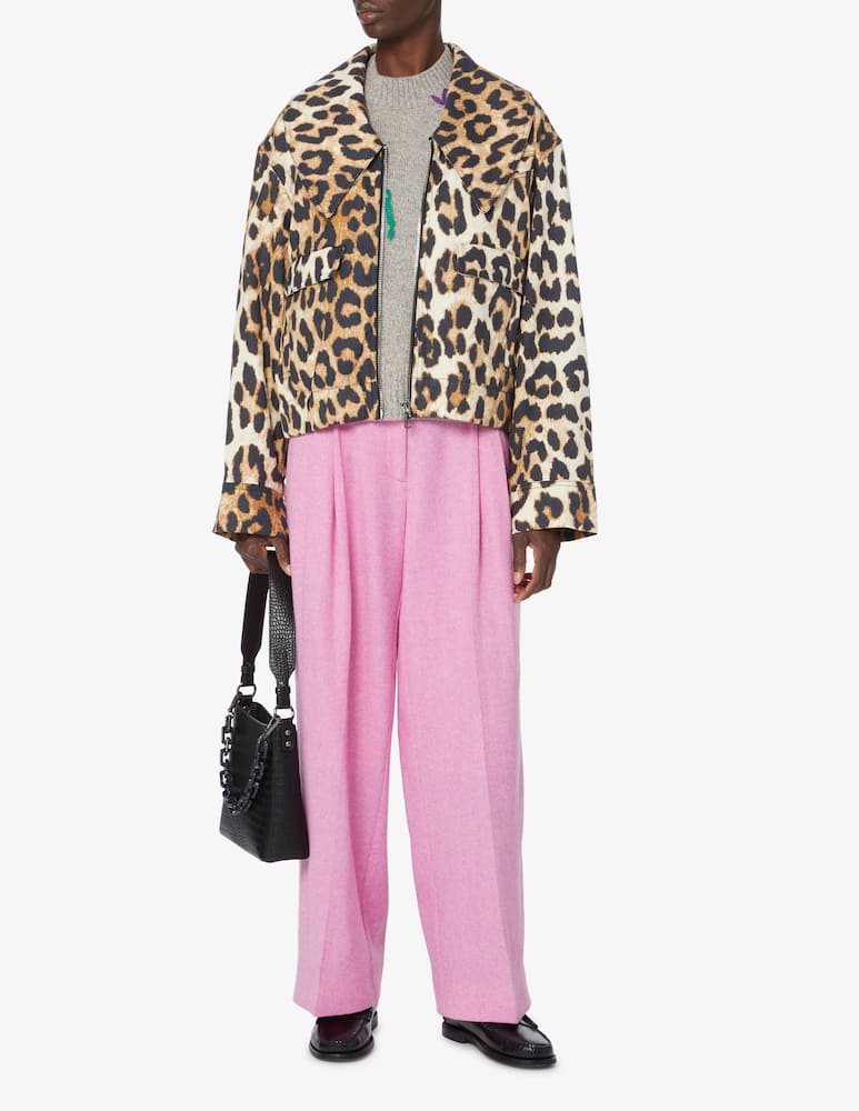 rinascente Ganni Crop top zip on the front in denim - Beige