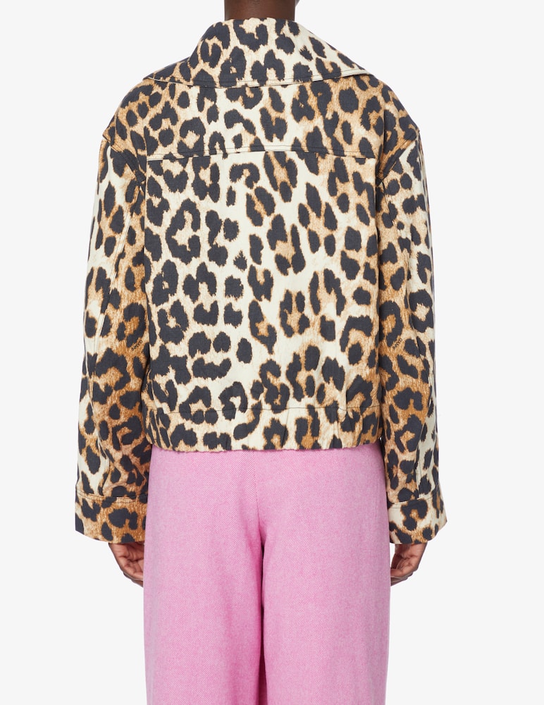 rinascente Ganni Crop top zip on the front in denim - Beige