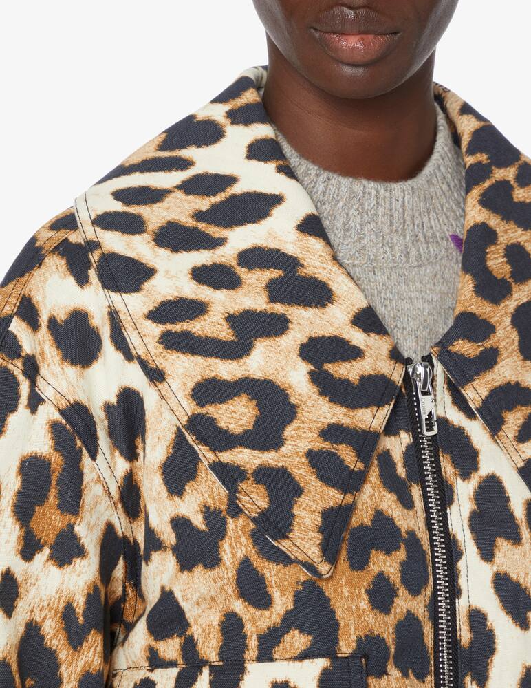 rinascente Ganni Crop top zip on the front in denim - Beige