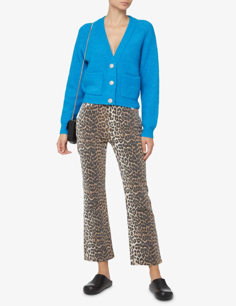 rinascente Ganni Wool crop cardigan 3 buttons - Light blue