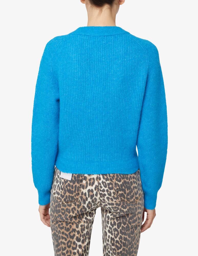 rinascente Ganni Wool crop cardigan 3 buttons - Light blue