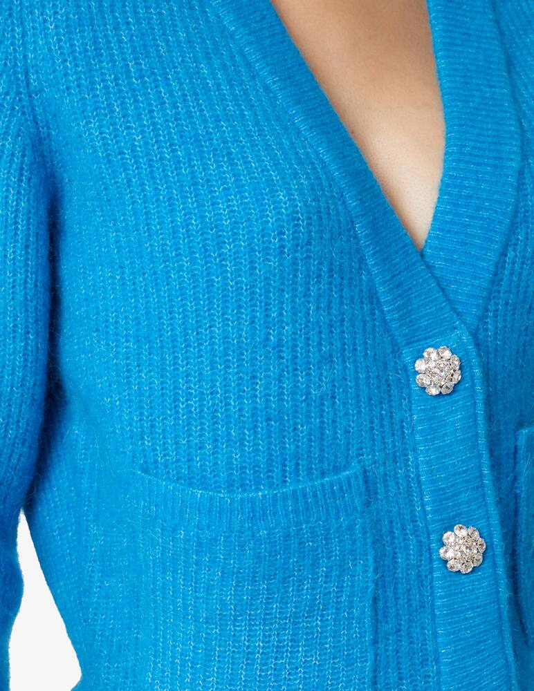 rinascente Ganni Wool crop cardigan 3 buttons - Light blue