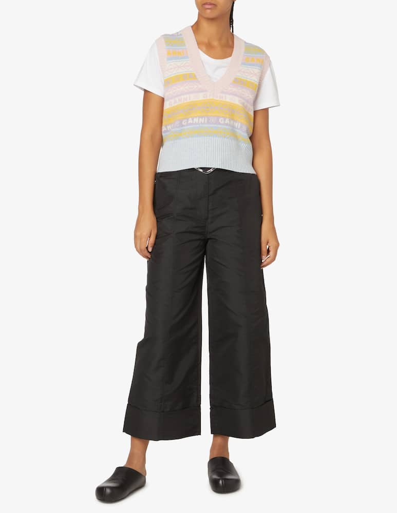 rinascente Ganni Gilet a righe con logo - Bianco