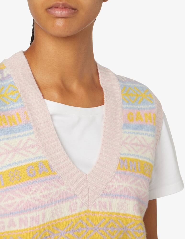 rinascente Ganni Gilet a righe con logo - Bianco