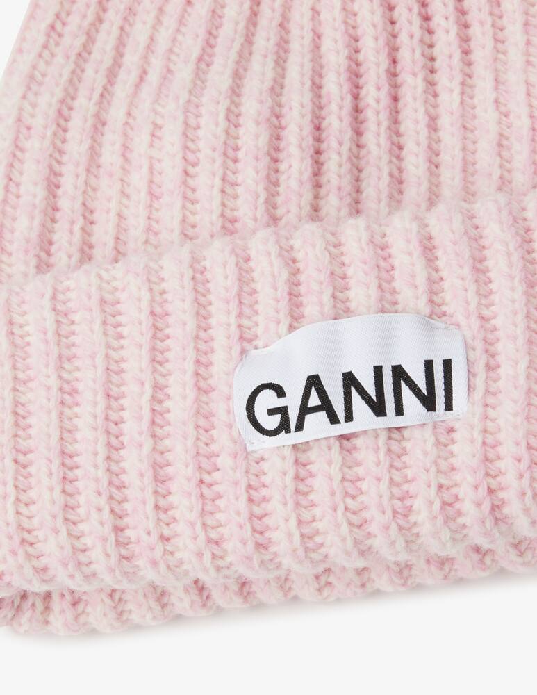 rinascente Ganni Wool blend mini logo beanie - Pink