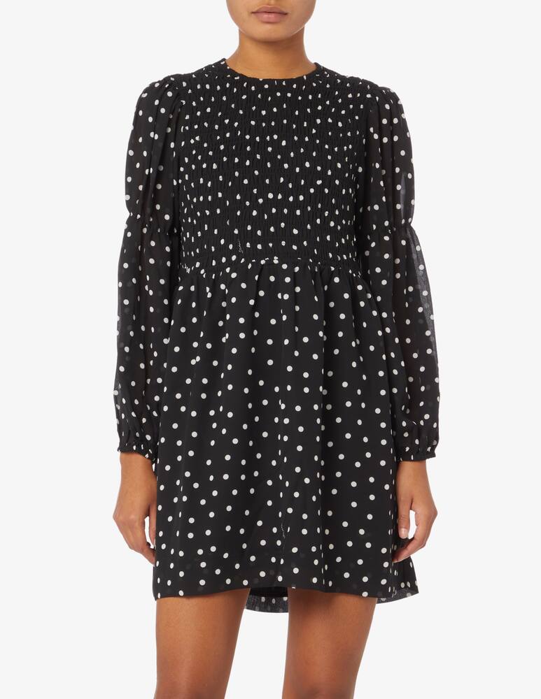 rinascente Ganni Mini dress with round neck and long sleeves - Black