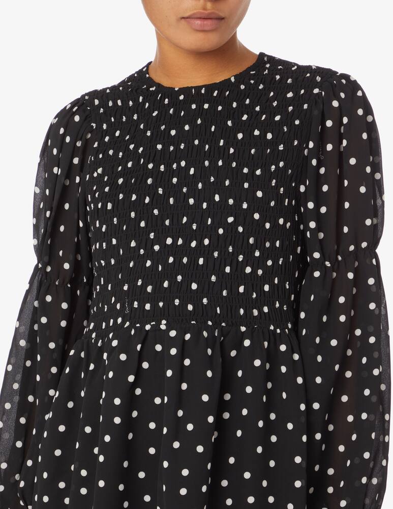 rinascente Ganni Mini dress with round neck and long sleeves - Black