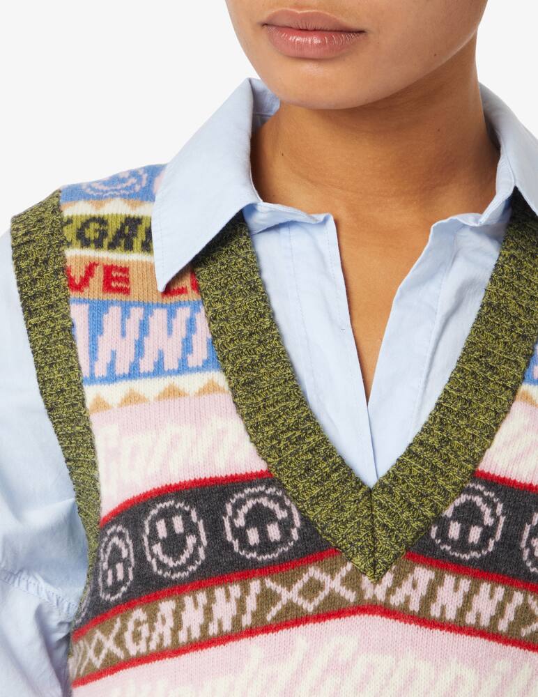 rinascente Ganni Gilet crop a righe - Multicolor