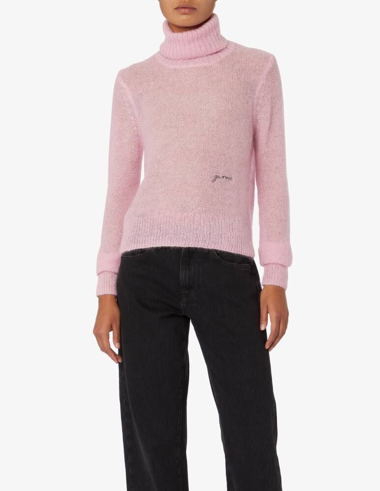 Ganni Minilogo high neck jumper - Pink - picture 1 Ganni Minilogo high neck jumper - Pink - picture 1