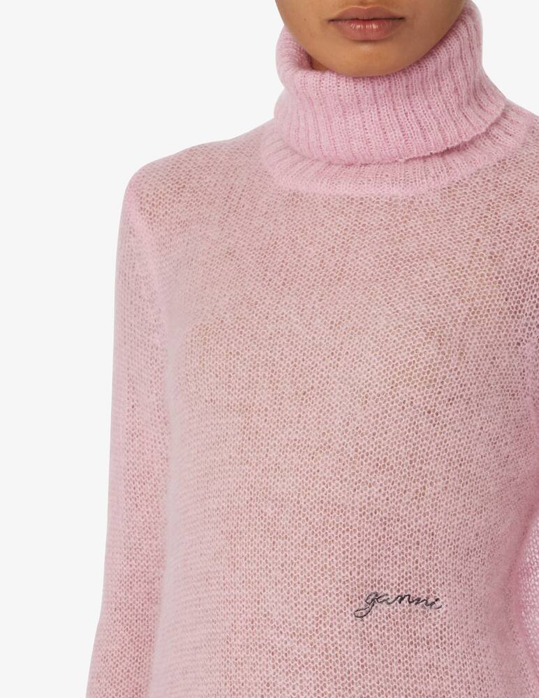 rinascente Ganni Minilogo high neck jumper - Pink