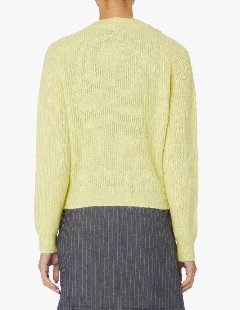 rinascente Ganni Cropped wool sweater with jewel buttons - Yellow
